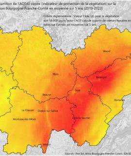 Ozone 2023 - AOT40 (sur 5 ans) (UE)