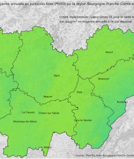 Particules fines PM10 2023 - Moyenne annuelle (UE)