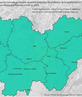 Dioxyde de soufre 2023 - Moyenne hivernale (UE)
