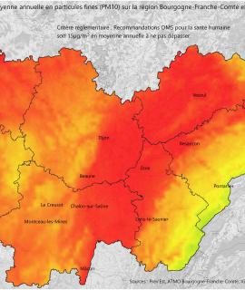 Particules fines PM10 2022 - Moyenne annuelle (OMS)
